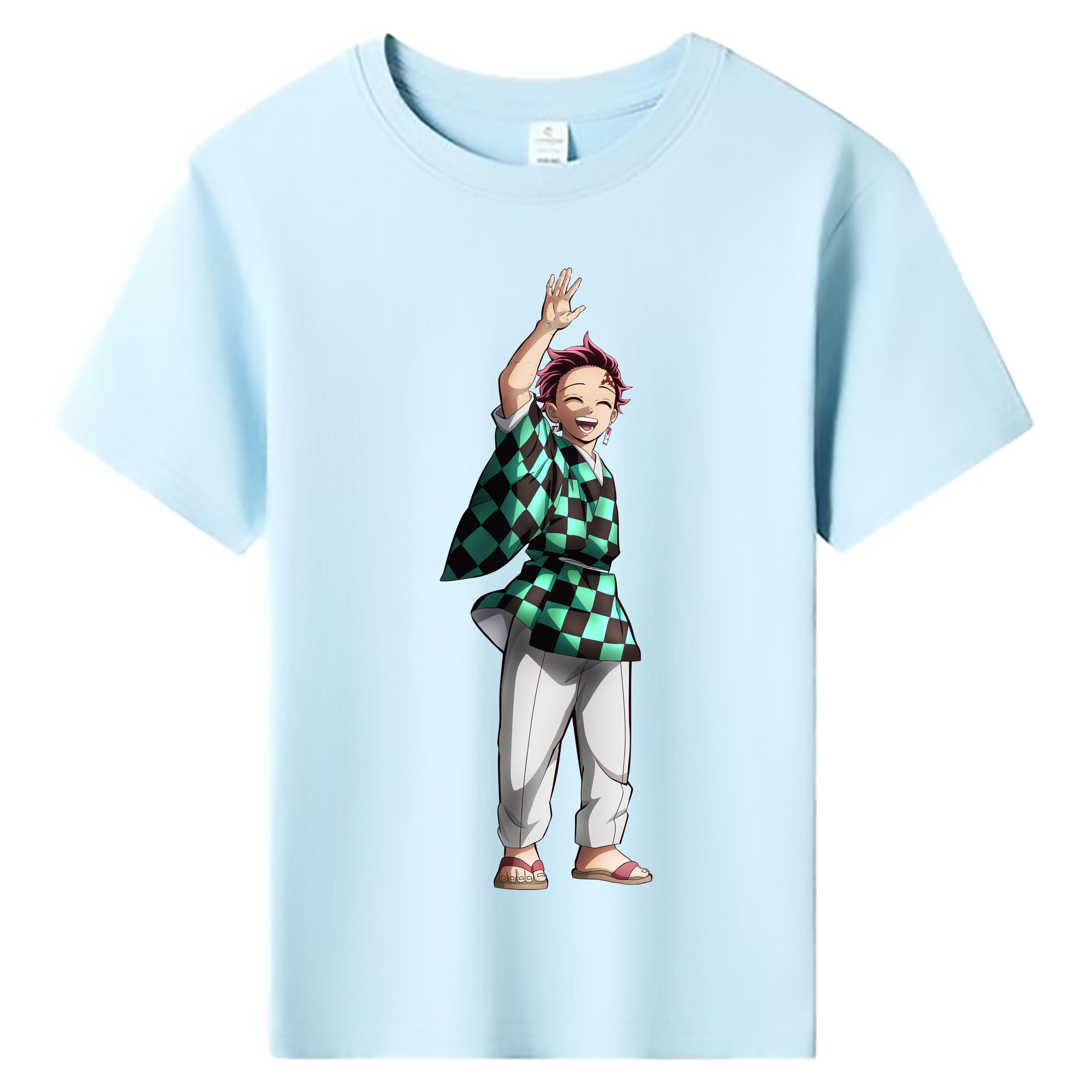 （画像用） 鬼滅の刃 竈門 炭治郎／かまど たんじろう Kamado Tanjirou 綿100％キッズTシャツ（フロントプリント）